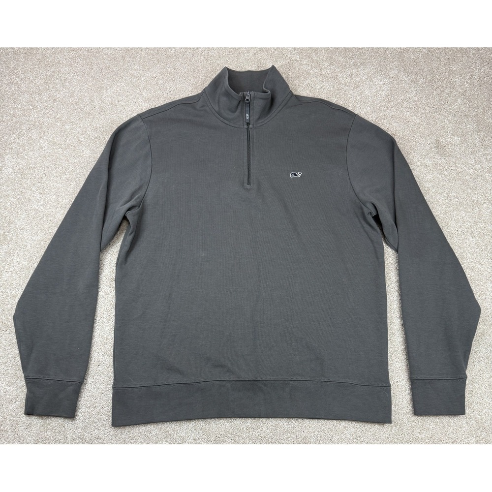 Vineyard Vines 1/4 Zip Pullover Sweater Men's SMALL Gray Long Sleeve Cotton Logo